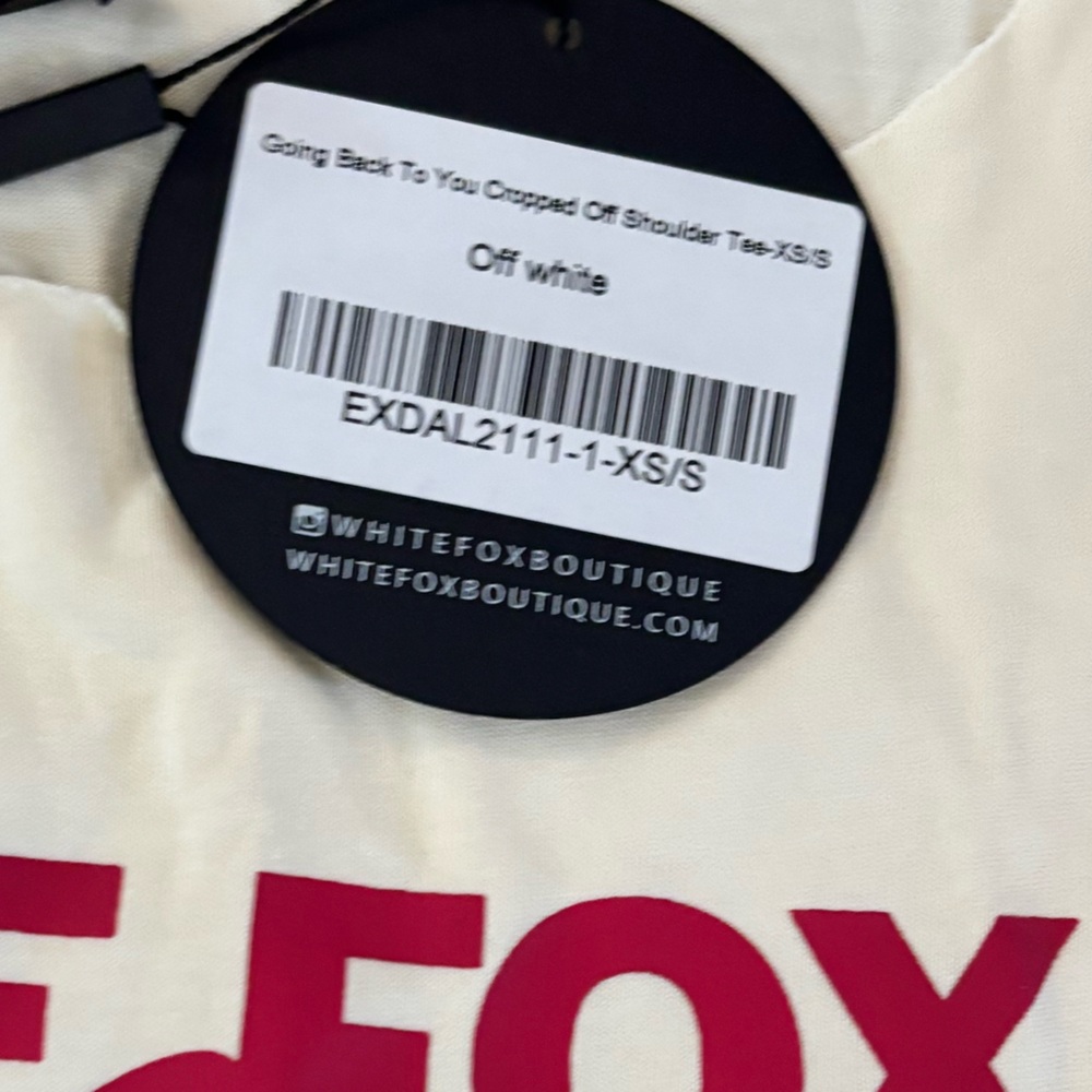 White Fox Boutique Cream Tee with Red Butterfly Design - Picture 5 of 6